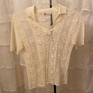 Vintage Elegant Hand Crocheted Blouse